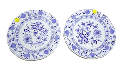 TWO MEISSEN BLUE ONION SALAD PLATES
