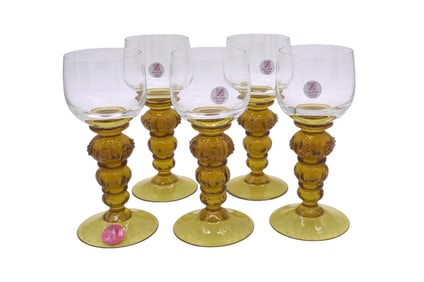 5 CRISTALLERIE ZWEIZEL GERMAN HOCK GLASSES