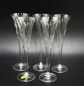 5 TALL FLUTED BLOWN GLASS CHAMPAGNES