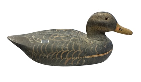 WOOD HAND PAINTED DUCK DECOY GLASS EYES