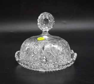 CUT AND ETCHED CRYSTAL CHEESE DOME BIRDS