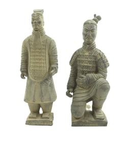 2 CHINESE TERRACOTTA TOMB GUARDIANS