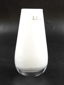 LSA INTERNATIONAL HANDMADE WHITE BUD VASE