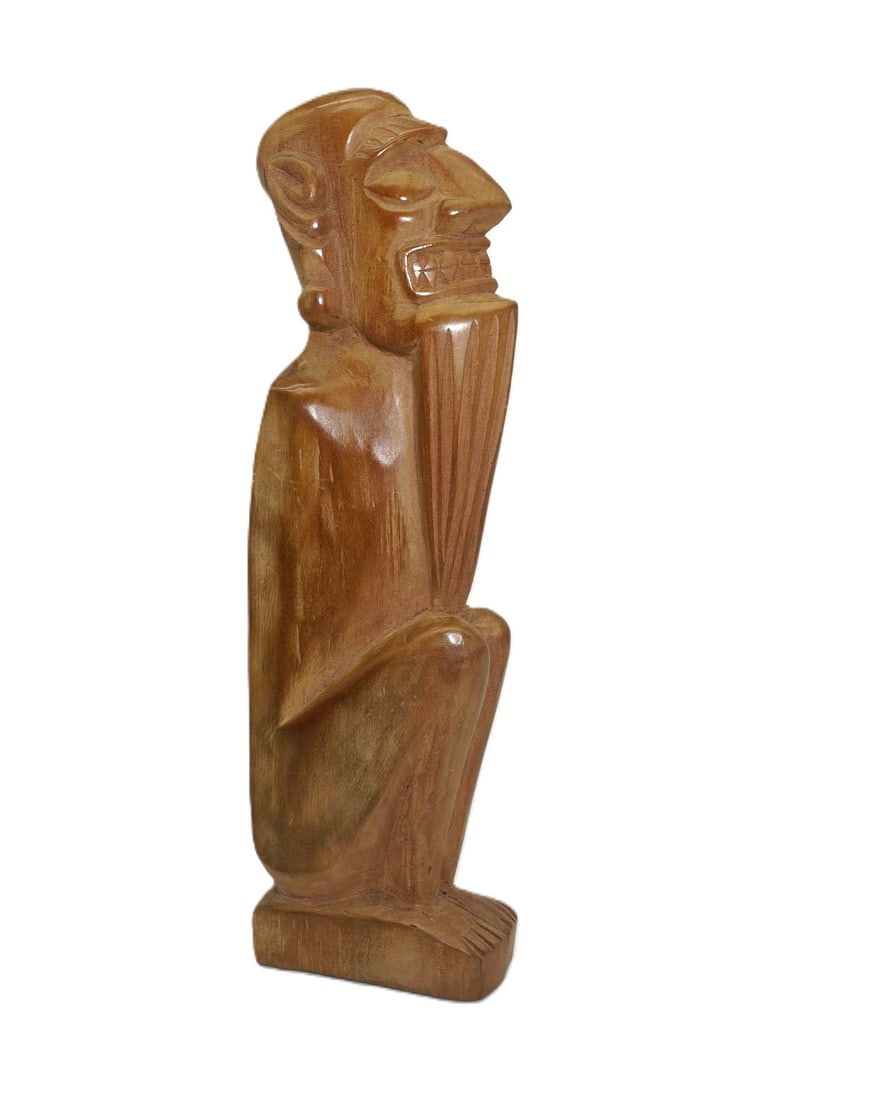 MAORI HAND CARVED TIKI IDOL: Maori Wooden Hand Carved Tiki Idol. Measures 11.5" x 3.5" x 1.5", weighs 1 lb 2.5 oz.