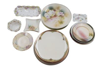 23 PC VINTAGE HANDPAINTED PORCELAIN DEALER LOT