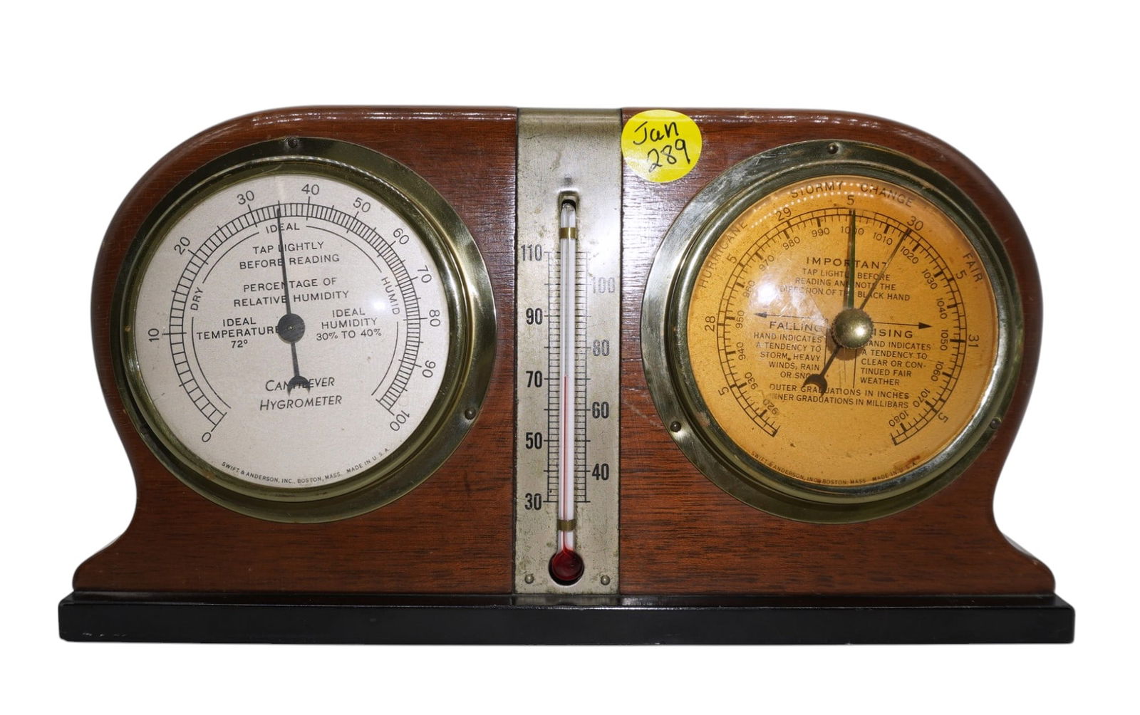 VINTAGE HYGROMETER BAROMETER & THERMOMETER (1 of 3)