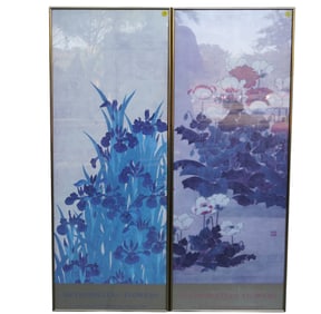 PAIR LARGE METROPOLITAN FLOWERS FRAMED PRINTS