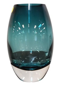SIGNED BADASH POLAND BLOWN CRYSTAL VASE