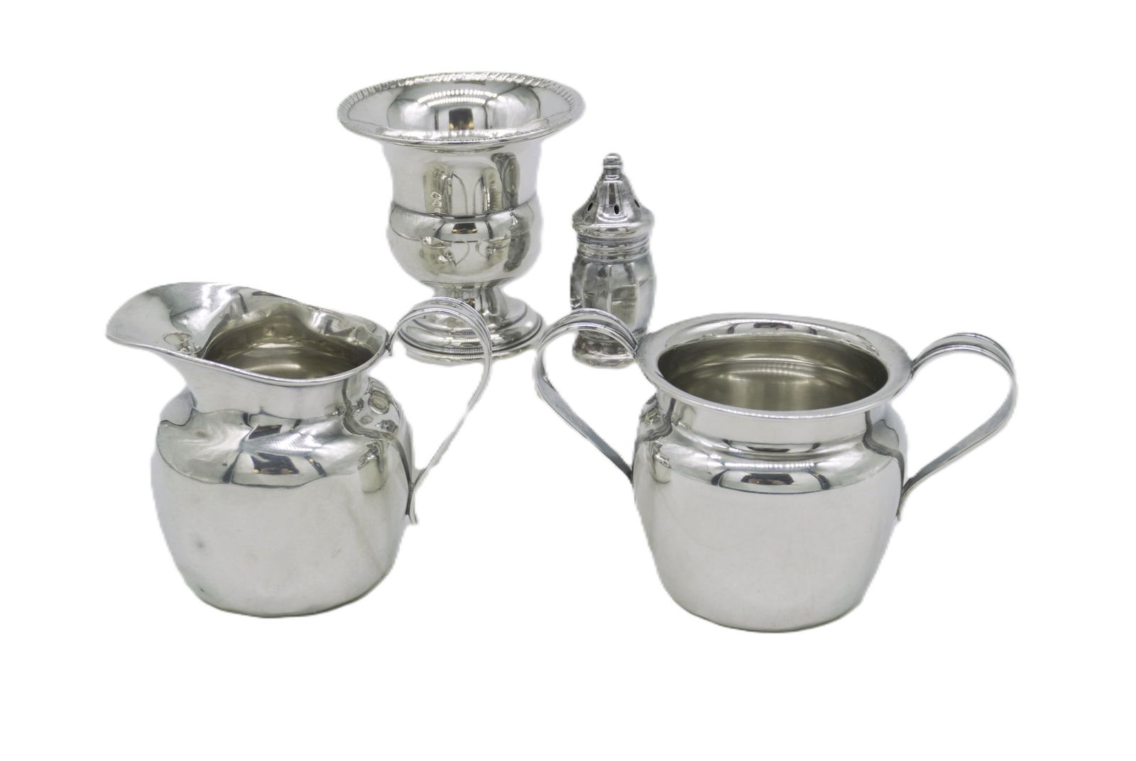 4 PC STERLING SILVER CREAMER - SUGAR - TOOTHPICK -SALT (1 of 2)