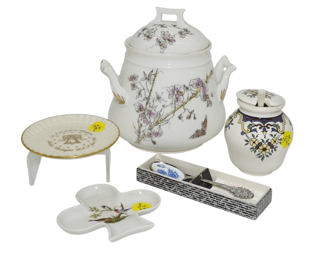 5 PC PORCELAIN GROUP INCL LIMOGES BISCUIT JAR (1 of 4)