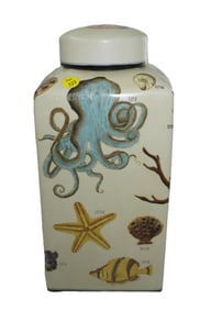 LARGE DECORATIVE PORCELAIN UNDER THE SEA TEA CADDY
