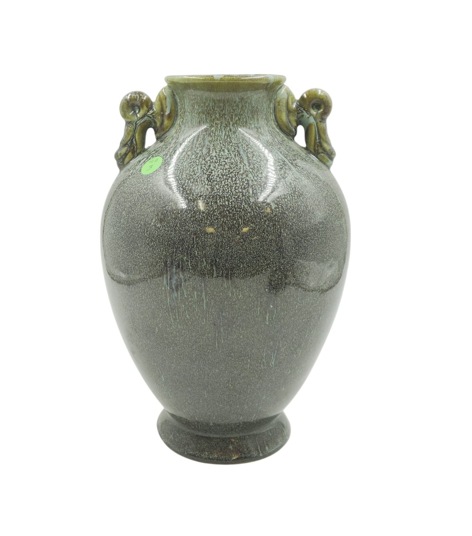 LARGE ART POTTERY DRIP GLAZE URN / VASE (1 of 7)