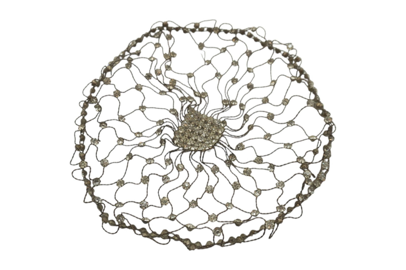 ART DECO 1920S JULIET / FLAPPER CAP RHINESTONES: Antique Art Deco Juliet / Flapper Cap with Prong Set Rhinestones Weight 2 oz