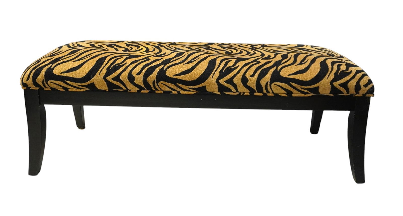 VINTAGE BENCH WITH TIGER UPHOLSTERY (1 of 6)