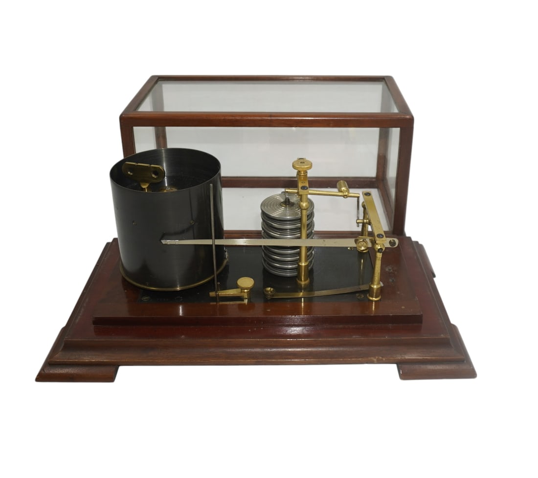 LATE 19TH C CASED ENGLISH BAROGRAPH (1 of 4)
