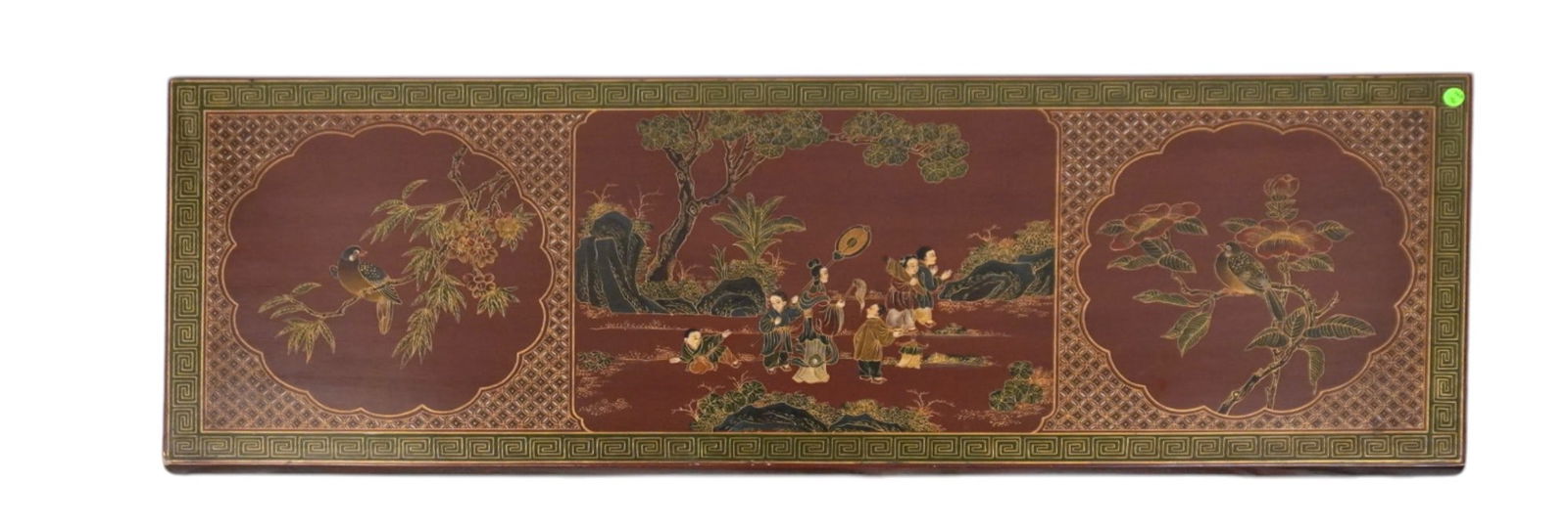 ANTIQUE CHINOISERIE RED LACQUER PAINTED PANEL (1 of 5)