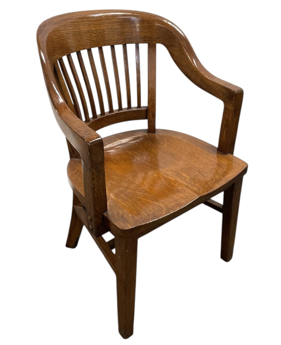 MID CENTURY SOLID OAK BANKERS CHAIR (1 of 5)