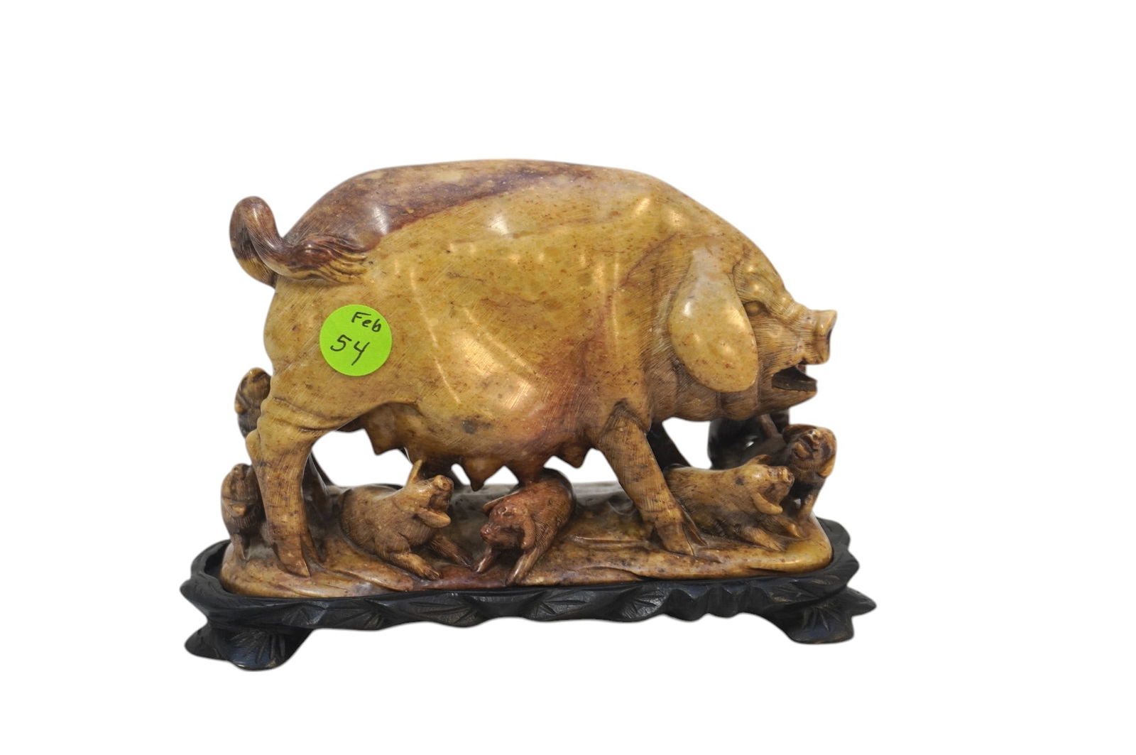CHINESE CARVED HARDSTONE SOW & PIGLETS (1 of 6)