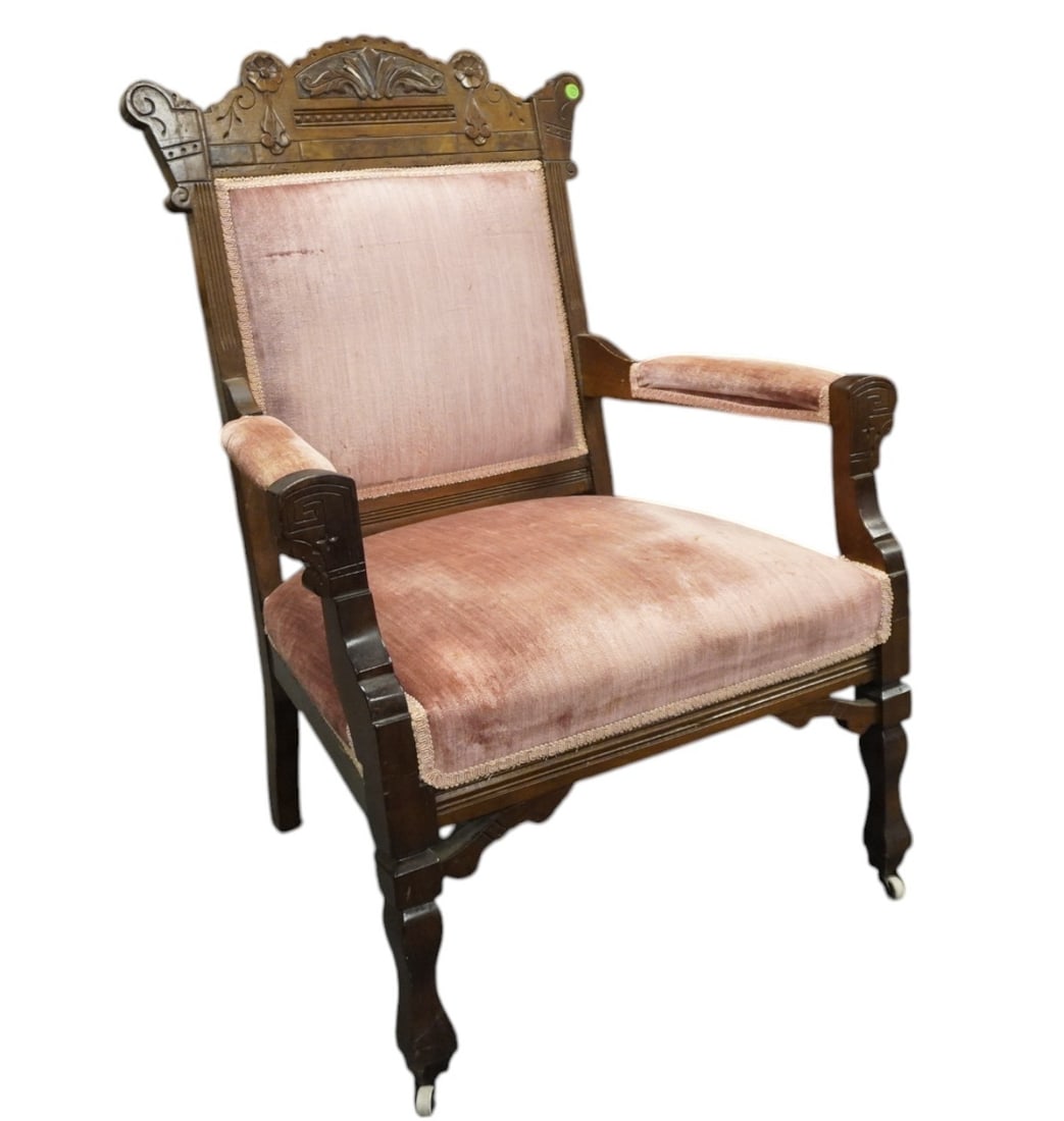 ANTIQUE AMERICAN EASTLAKE ARMCHAIR: Antique American Eastlake Armchair. Measures 27"x20"x37 1/2".