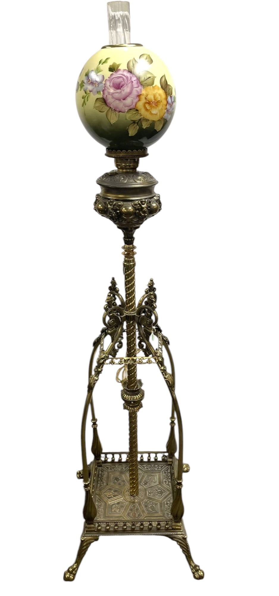 ANTIQUE ORNATE 1889 BRASS PIANO FLOOR LAMP (1 of 6)