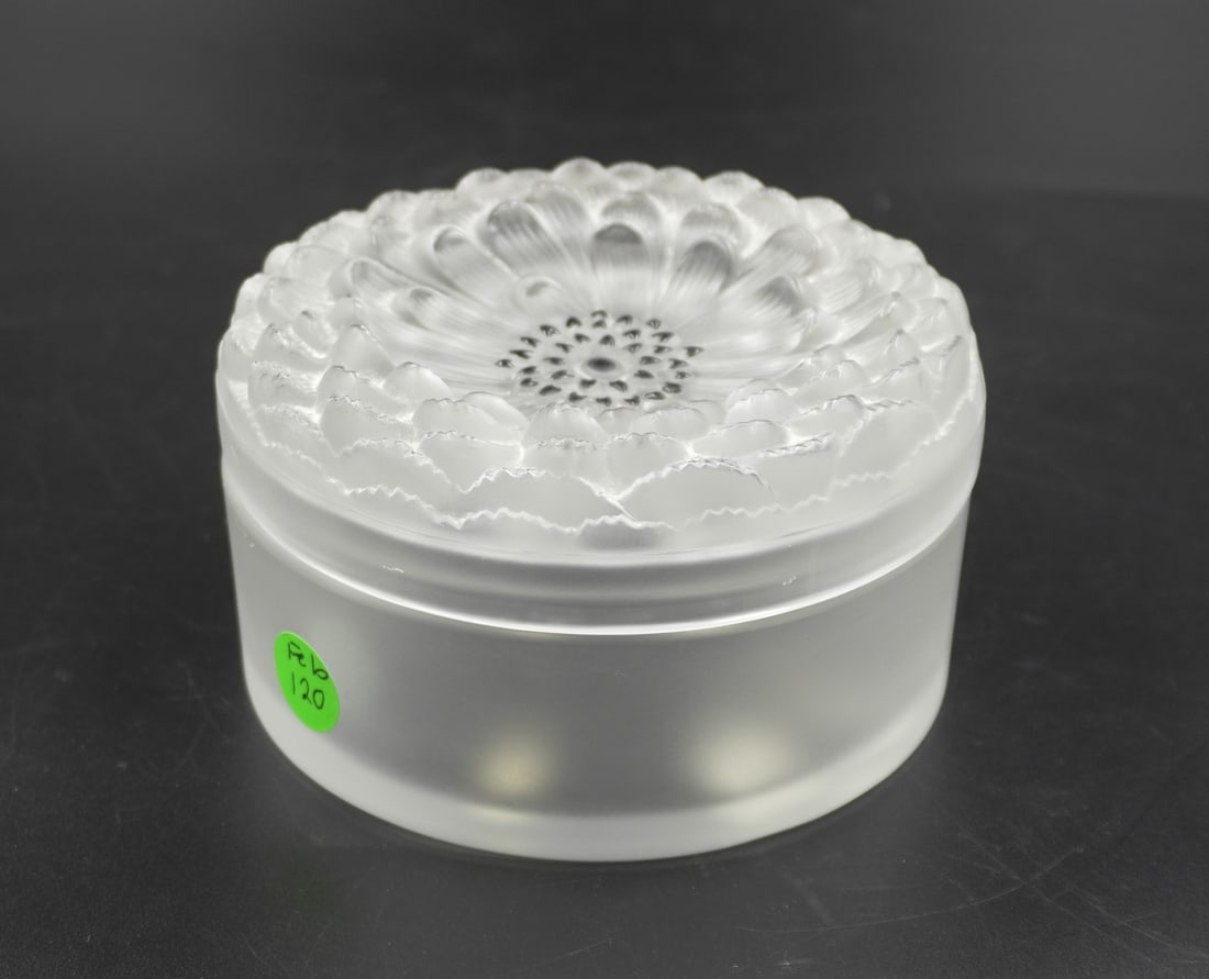 LARGE LALIQUE CRYSTAL DAHLIA POWDER BOX (1 of 6)
