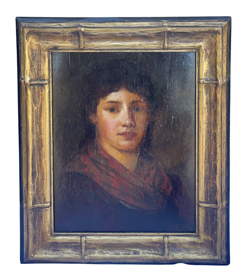 RUDOLF EPP (1834-1910) WOMAN WITH A RED SHAWL (1 of 7)