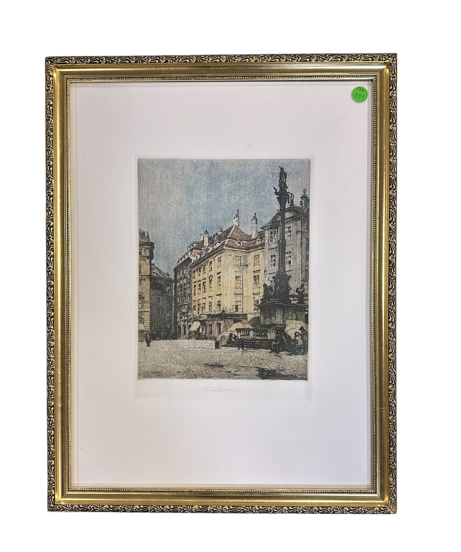 SIGNED ETCHING LUIGI KASIMIR MARIAN COLUMN VIENNA (1 of 3)