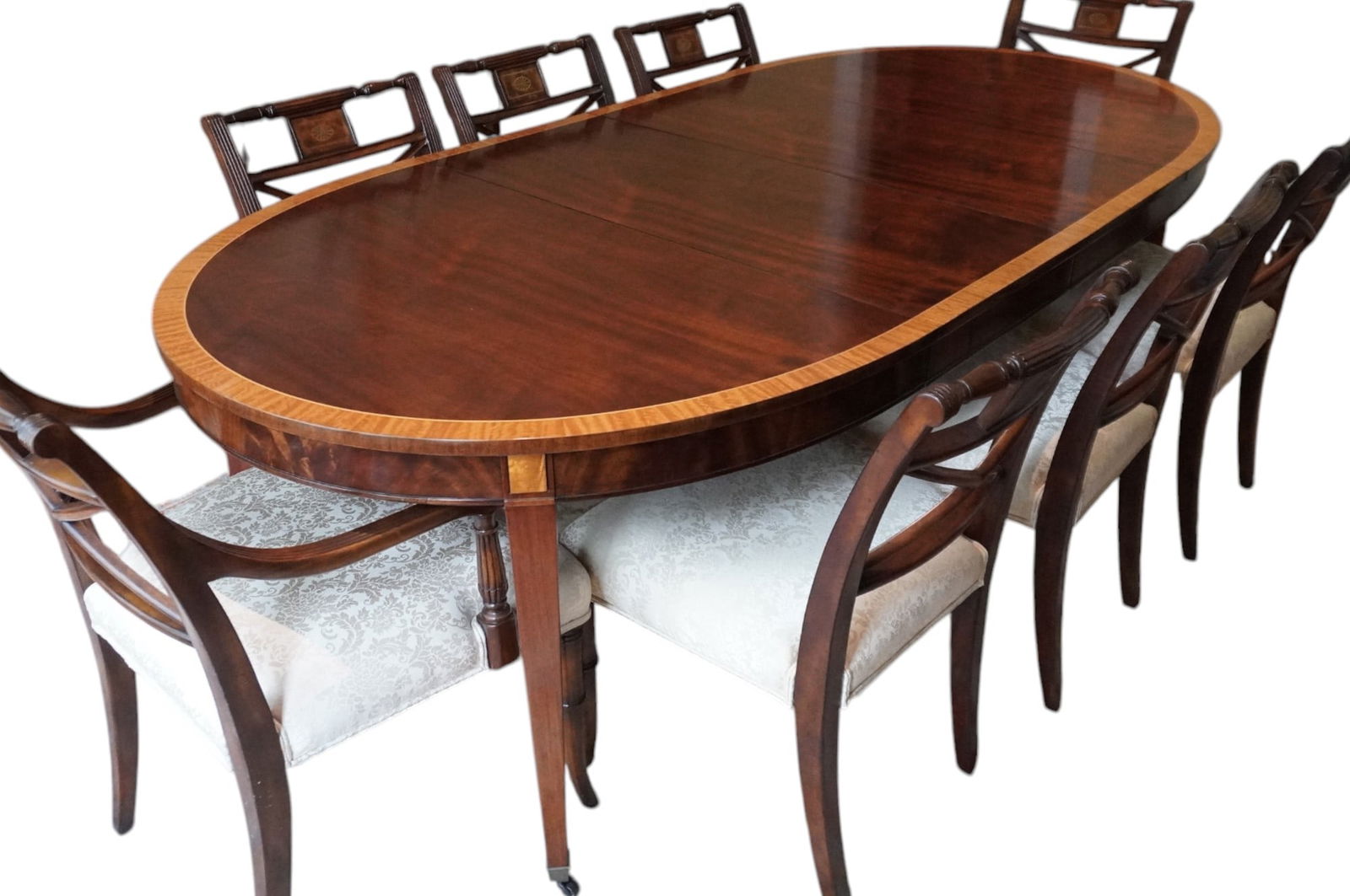 FEDERAL STYLE MAHOGANY SATINWOOD DINING TABLE (1 of 3)