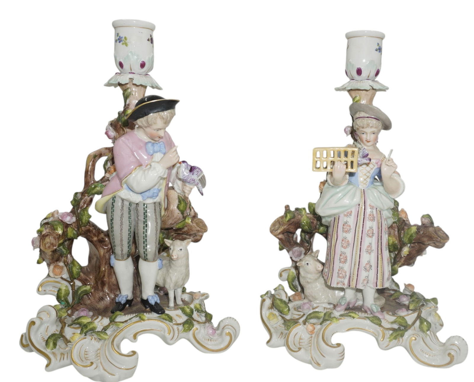 SITZENDORF PORCELAIN PAIR OF LOVERS CANDLESTICKS (1 of 8)