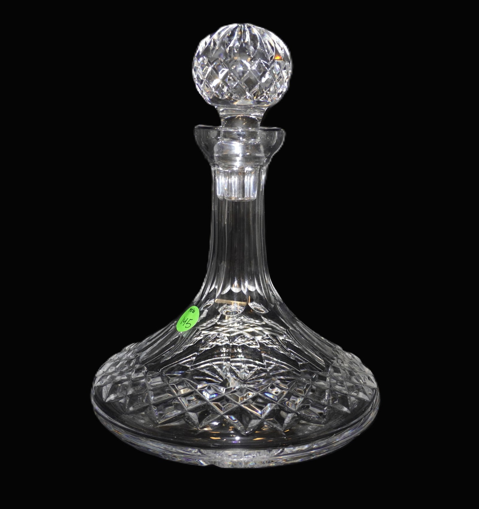 WATERFORD CRYSTAL LISMORE DECANTER: Waterford Crystal Lismore Decanter. Measures 10" x 7.25" dia., weighs 4 lbs.