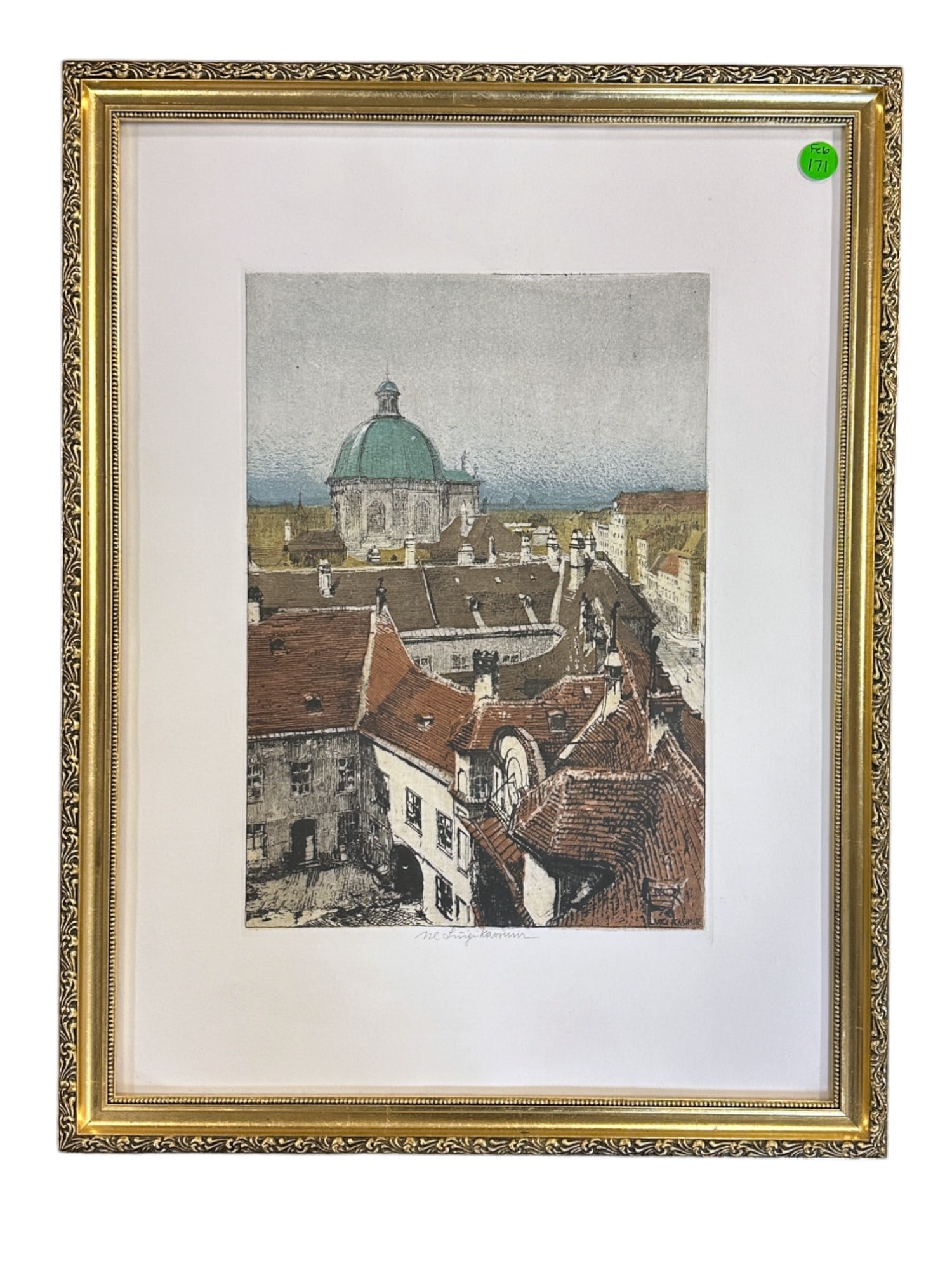 SIGNED ETCHING LUIGI KASIMIR CITY SCENE VIENNA (1 of 3)