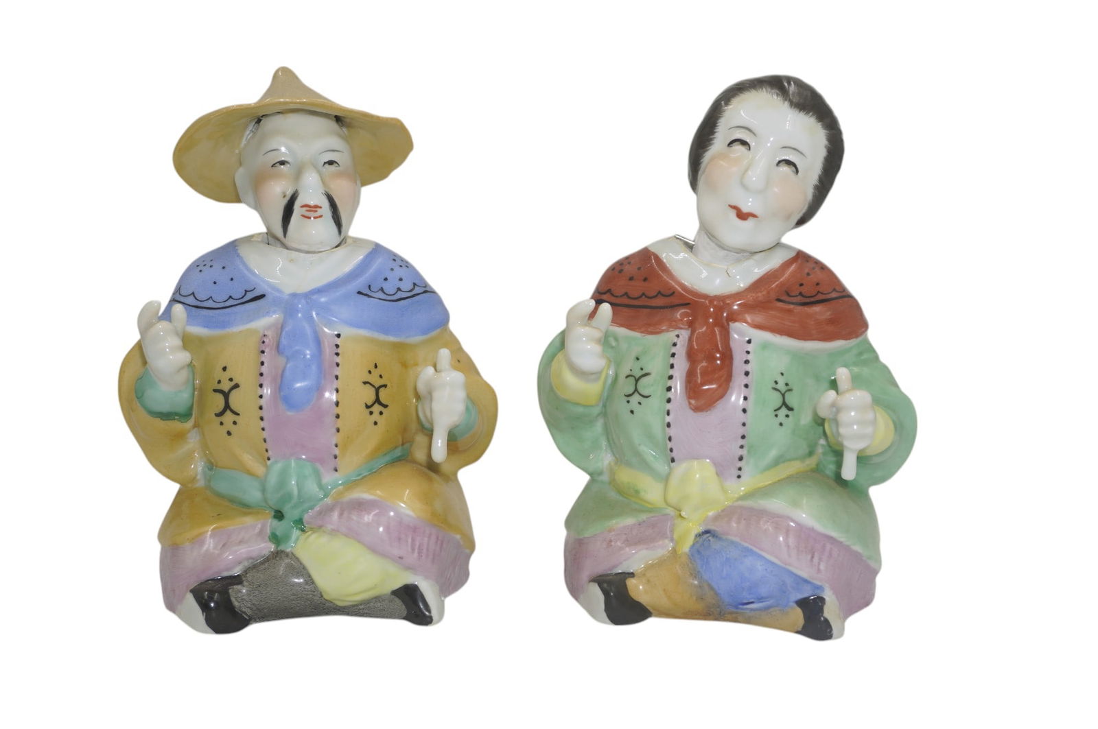 ANTIQUE JAPANESE NODDERS BANKO WARE FIGURAL FEMALE AND MALE NODDERS (1 of 7)