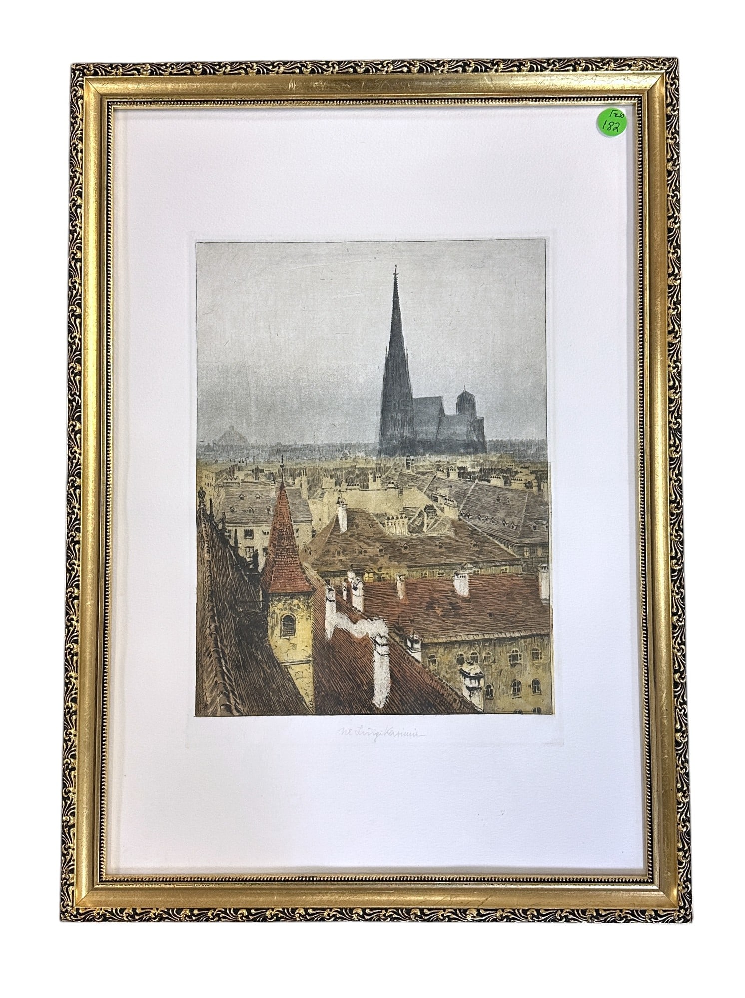 SIGNED ETCHING LUIGI KASIMIR ST STEPHENS CATHEDRAL VIENNA (1 of 4)