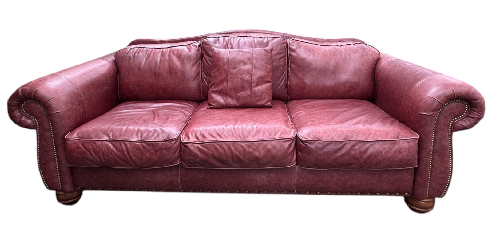 LAZY BOY BURGUNDY LEATHER SOFA (1 of 4)