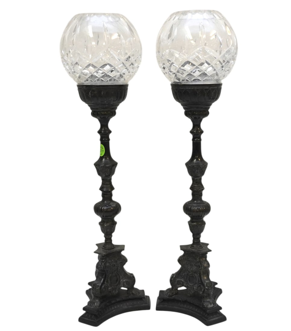 PAIR CASTILIAN IMPORTS TALL IRON CANDLESTICKS (1 of 3)