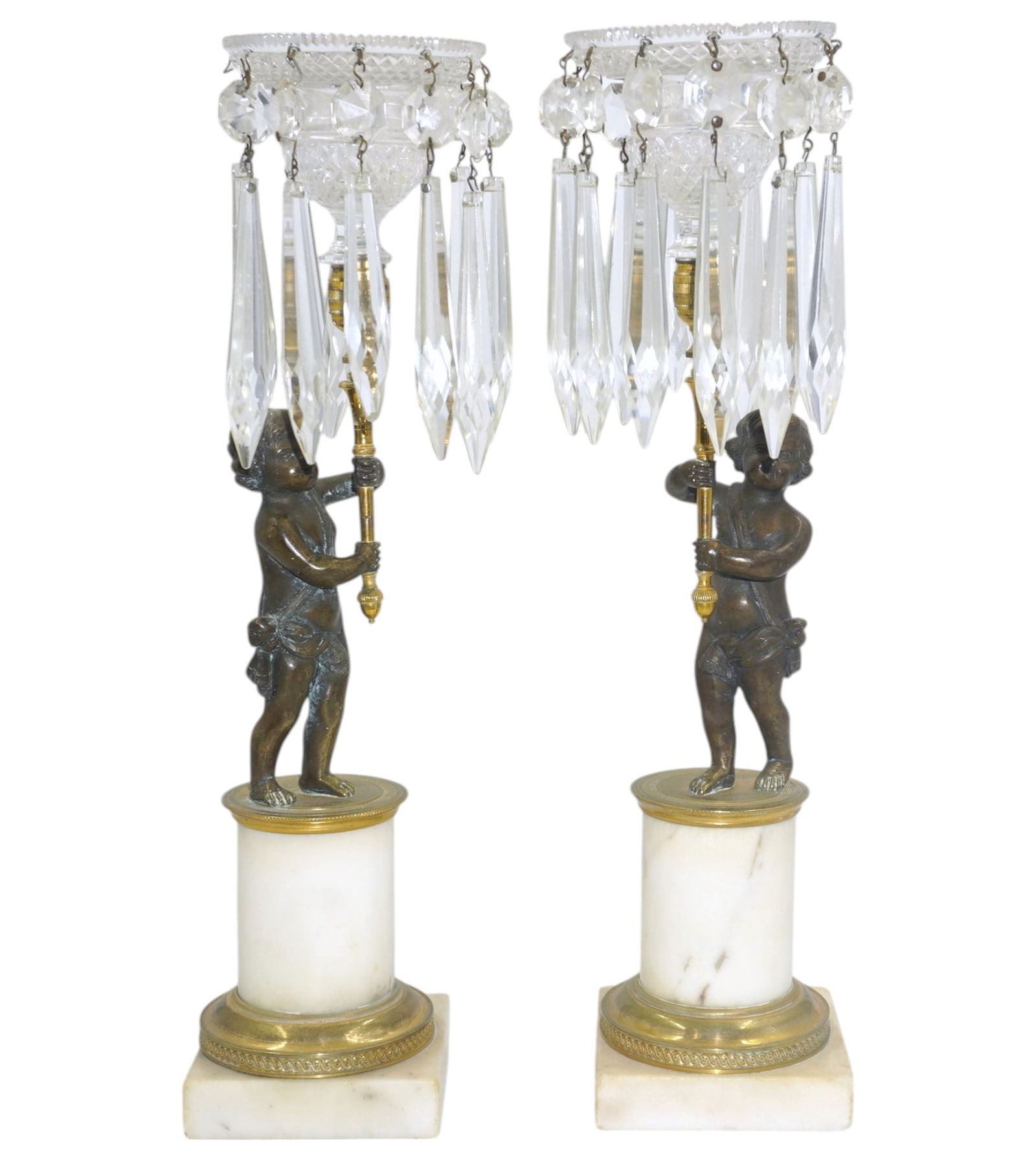 HOLLYWOOD REGENCY CHERUB BRASS AND MARBLE CANDLEHOLDERS (1 of 7)