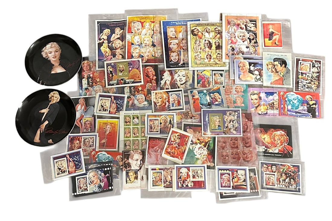 LARGE LOT OF MARILYN MONROE STAMPS & BRADFORD EXCHANGE PLATES (1 of 5)