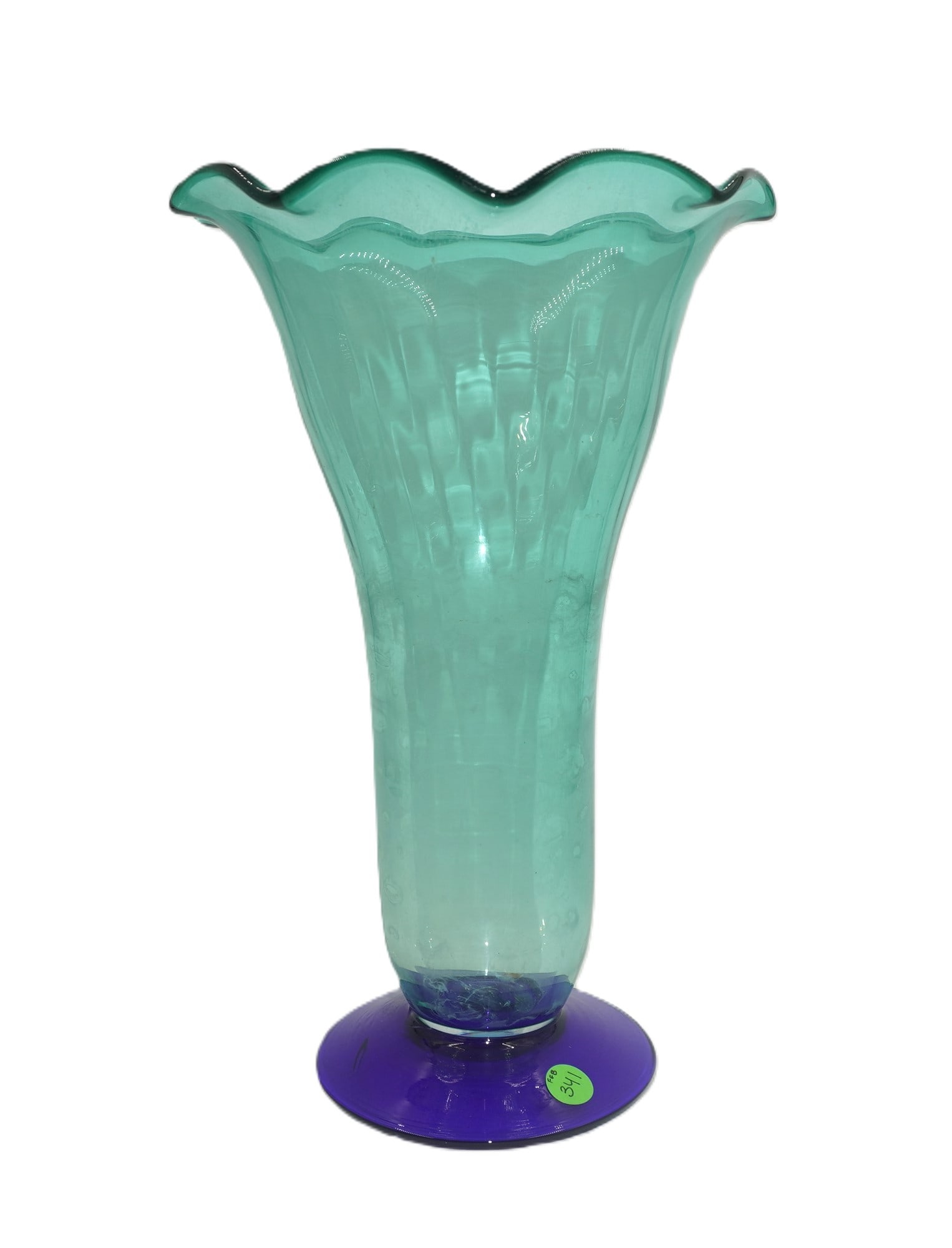 VINTAGE MURANO TEAL AND COBALT GLASS VASE (1 of 5)