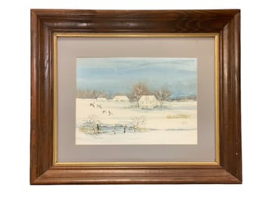 SHARON HIMES EASTERN SHORE WINTER WATERCOLOR