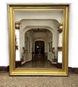 LARGE ANTIQUE GILT WOOD MIRROR 55"