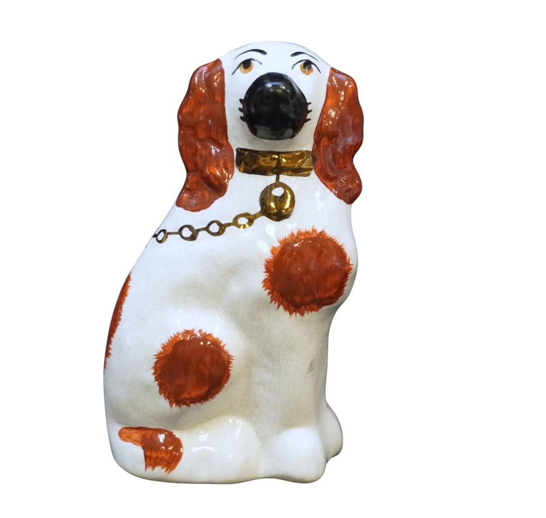 ENGLISH STAFFORDSHIRE KING CHARLES SPANIEL: Antique Staffordshire King Charles Spaniel. Made in England. 3"x2"x5.5". Weight 5 oz.