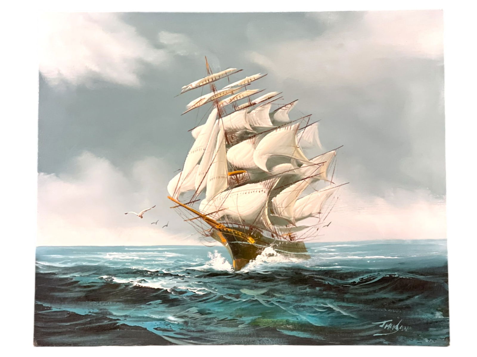 HEWITT R. JACKSON (1914-2007) OIL PAINTING CLIPPER SHIP (1 of 4)