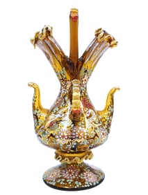 ANTIQUE MOSER ENAMELED ART GLASS DECANTER