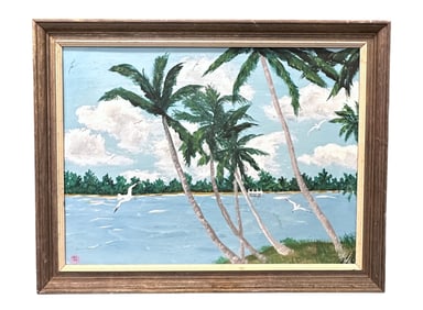 VINTAGE FLORIDA SEASCAPE HIGHWAYMEN STYLE PAINTING