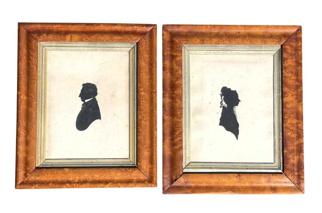 2 ANTIQUE GEORGIAN HAND PAINTED SILHOUETTES (1 of 3)