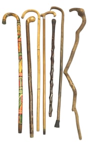 COLLECTION OF 7 WOOD CARVED WALKING STICKS/ CANES