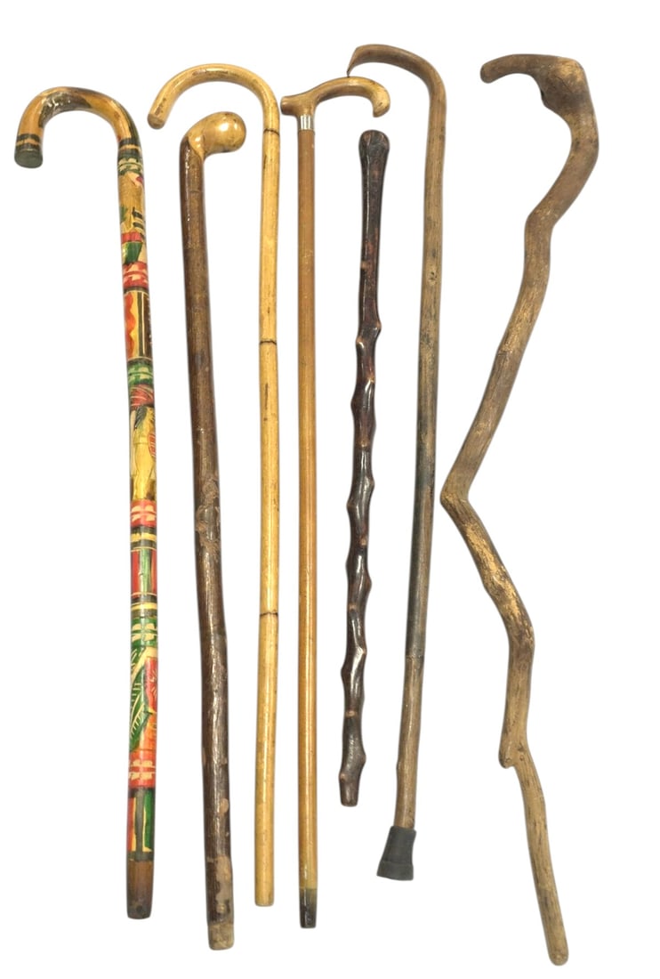 COLLECTION OF 7 WOOD CARVED WALKING STICKS/ CANES (1 of 5)