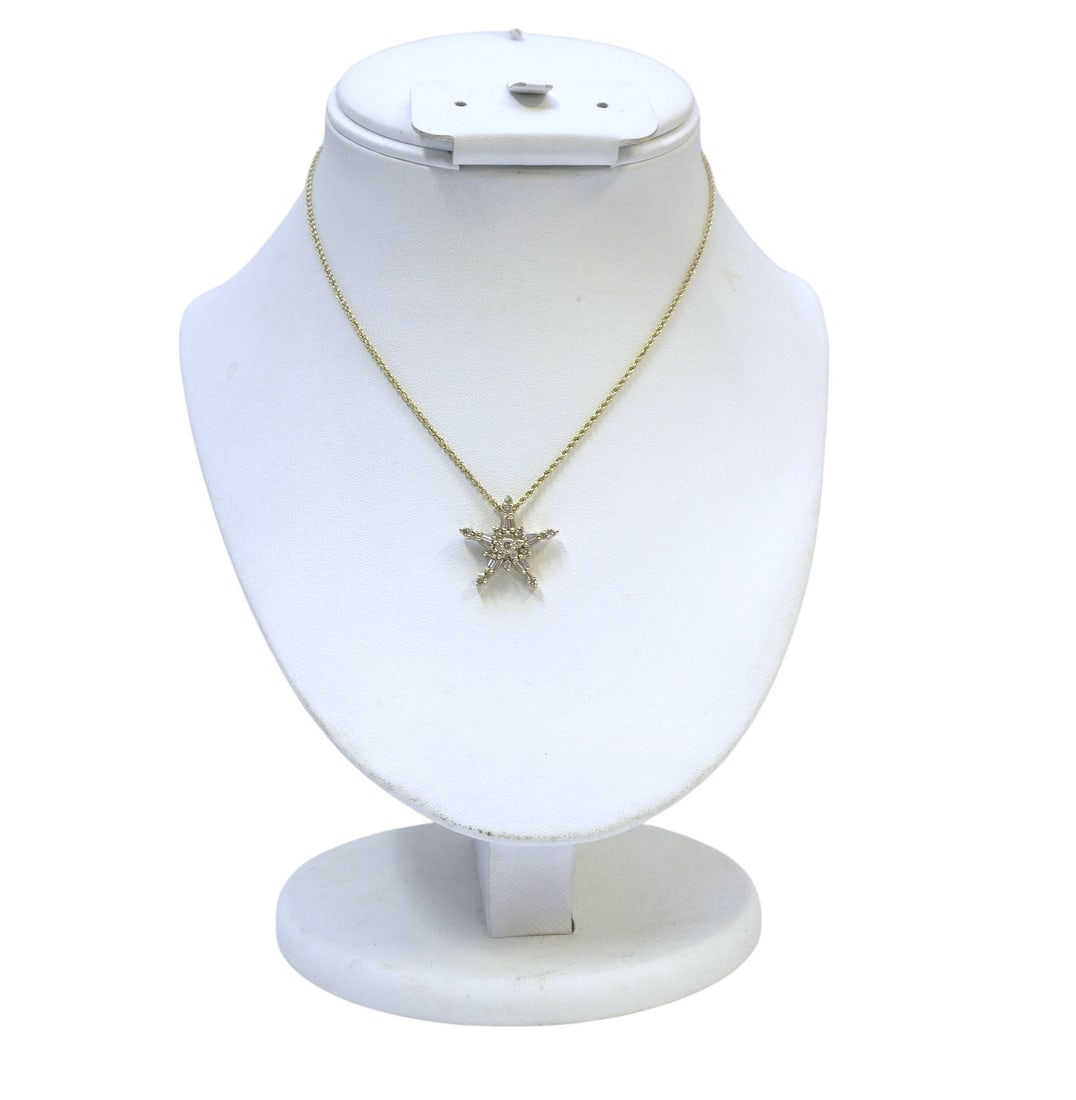 14k DIAMOND 1.00 CT STAR PENDANT ITALIAN 14K CHAIN (1 of 4)