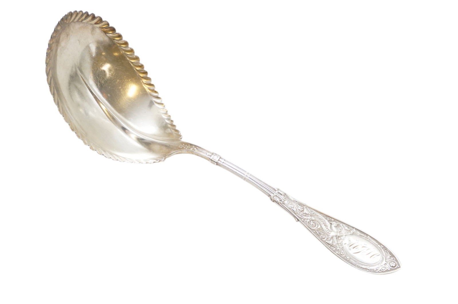 STERLING SILVER ARABESQUE 1875 LARGE SOLID BERRY / CASSEROLE SPOON (1 of 3)
