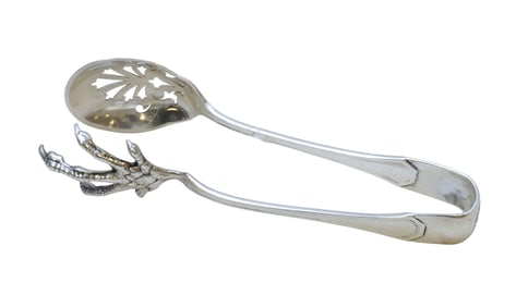 LARGE STERLING HEPPLEWHITE ICE SERVING TONGS REED & BARTON